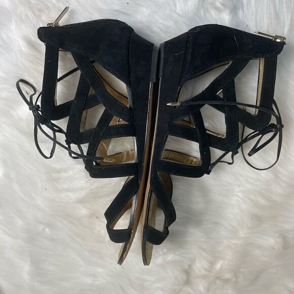 Sam Edelman Dawson leather suede black gladiator lace up straps sandals … - Picture 6 of 8